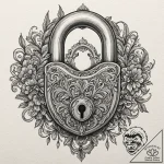 A padlock, ink illustration for tattoo, aesth… – tattoo sketch (№1751640892_0, 04.07.2025 14:54) — tattoovalue.net