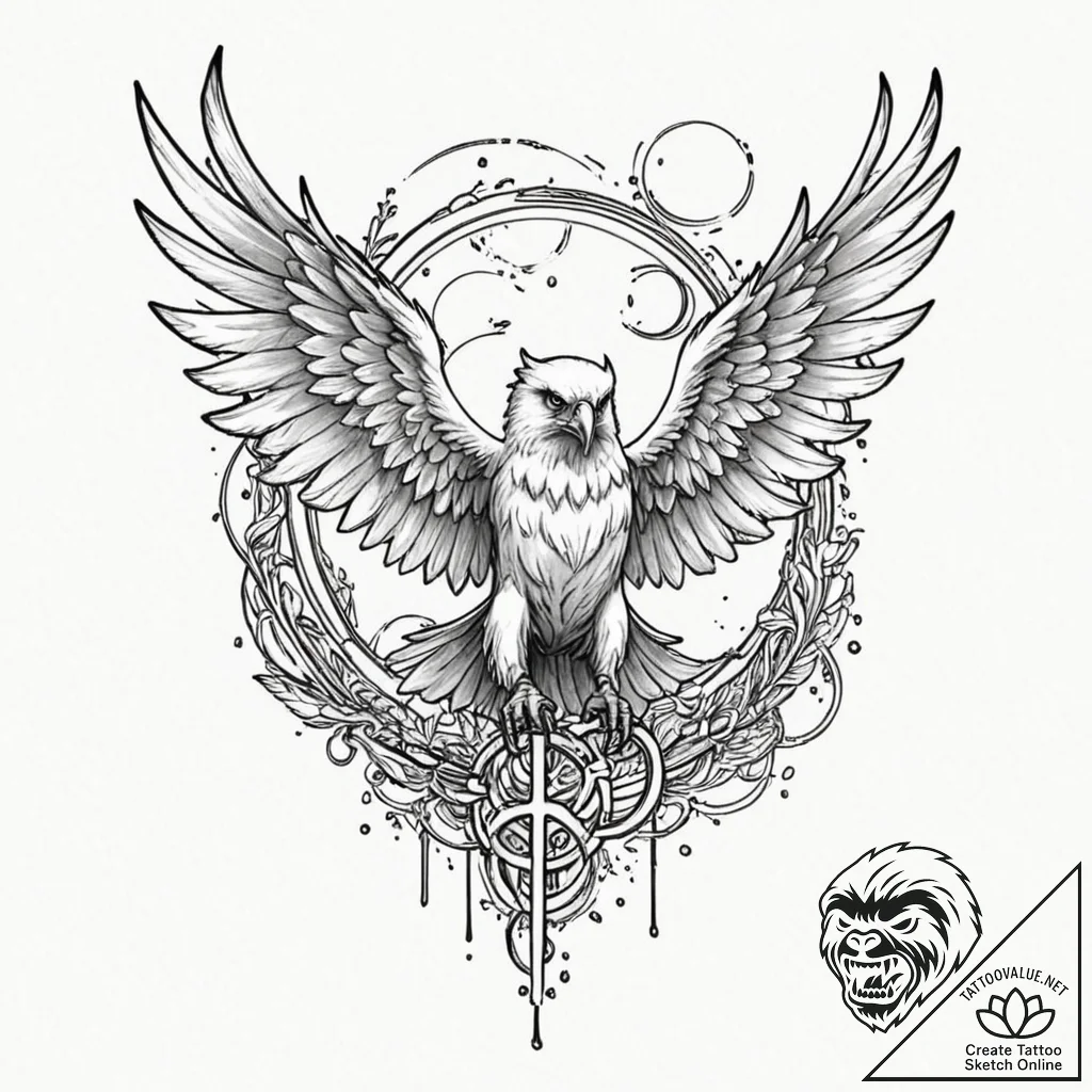 Harpy, tattoo flash sheet design, black outli... - tattoo sketch (№1751641054_0, 04.07.2025 14:57) — tattoovalue.net