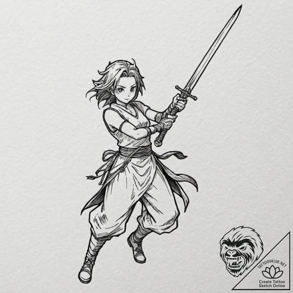 A nichirin sword from demon slayer, tattoo dr... - tattoo sketch (№1751641136_0, 04.07.2025 14:58) — tattoovalue.net