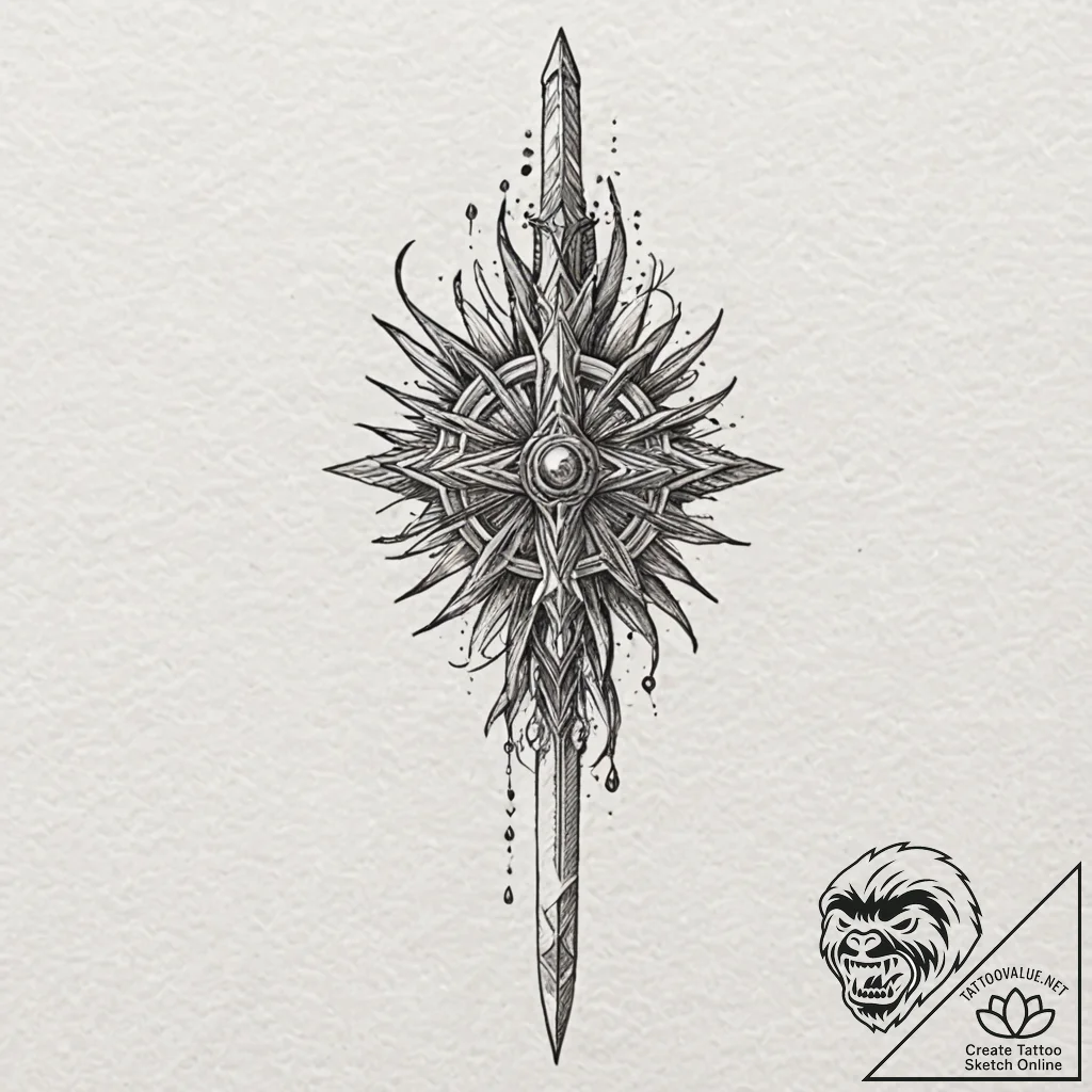 A neo-traditional tattoo of san's crystal dag... - tattoo sketch (№1751641379_0, 04.07.2025 15:02) — tattoovalue.net