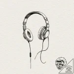 Headphones, tattoo drawing outline, studio li… – tattoo sketch (№1751642071_0, 04.07.2025 15:14) — tattoovalue.net