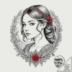 A sketch of the main character from lady bird… – tattoo sketch (№1751642244_0, 04.07.2025 15:17) — tattoovalue.net