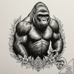 Gorilla, ink illustration for tattoo, black a… – tattoo sketch (№1751642330_0, 04.07.2025 15:18) — tattoovalue.net