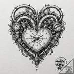Steampunk heart with pipes and pressure gauge… – tattoo sketch (№1751642969_0, 04.07.2025 15:29) — tattoovalue.net