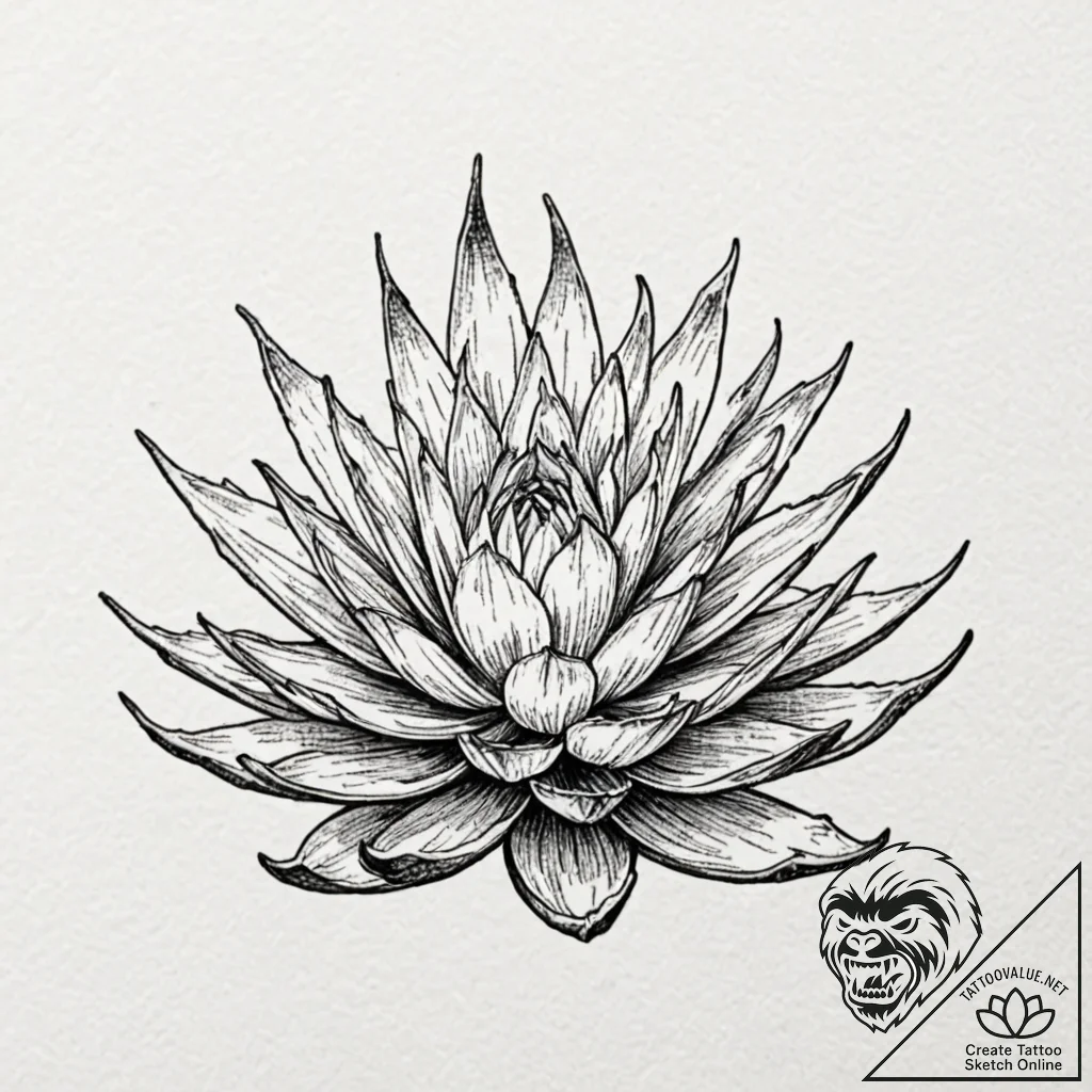 Aloe, tattoo sketch design, linework tattoo s... - tattoo sketch (№1751643122_0, 04.07.2025 15:32) — tattoovalue.net