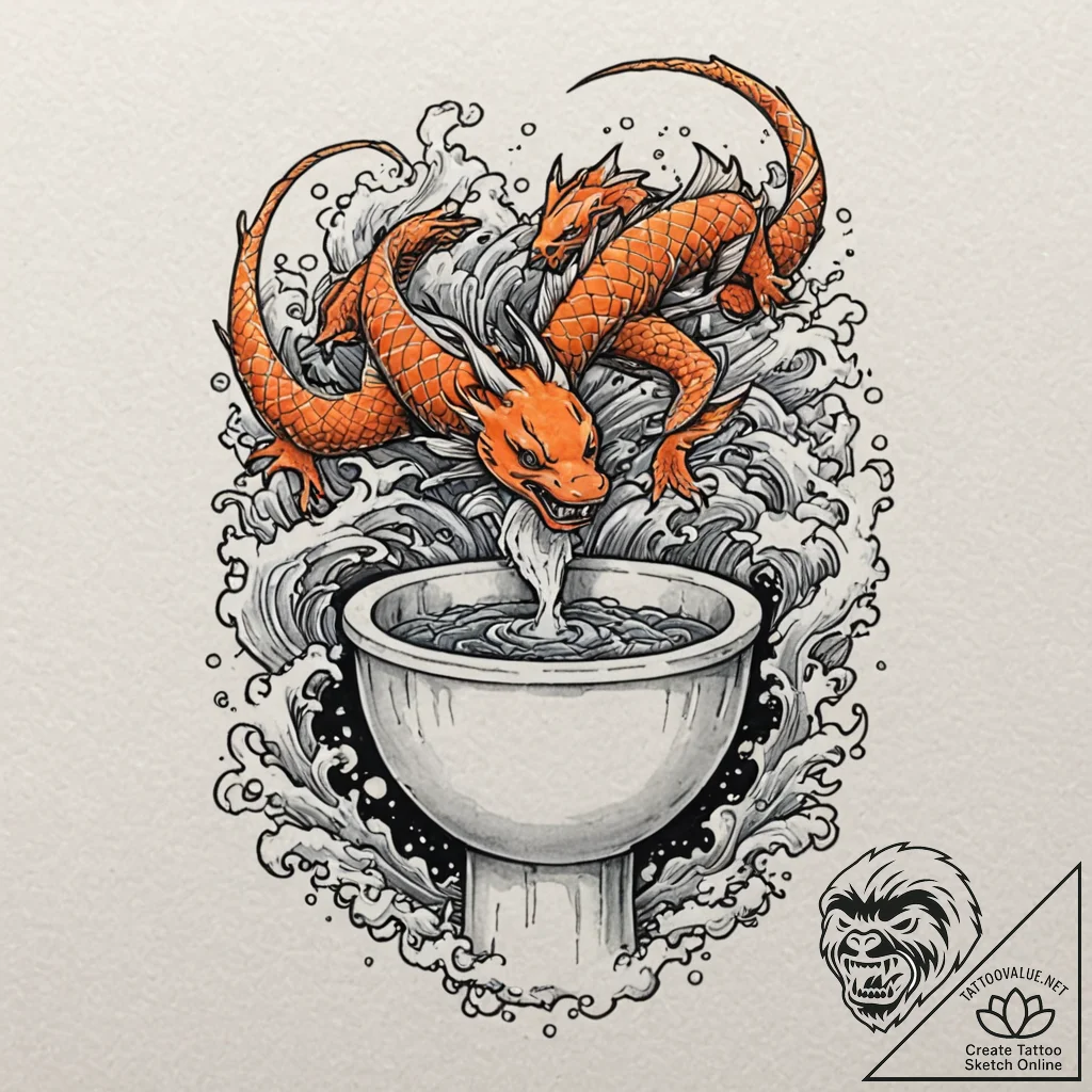 A watercolor tattoo of the worst toilet in sc... - tattoo sketch (№1751643200_0, 04.07.2025 15:33) — tattoovalue.net