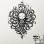 A trash polka tattoo of the thing, a horrifyi… – tattoo sketch (№1751643285_0, 04.07.2025 15:34) — tattoovalue.net