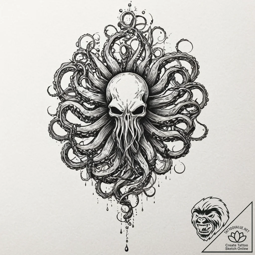 A trash polka tattoo of the thing, a horrifyi... - tattoo sketch (№1751643285_0, 04.07.2025 15:34) — tattoovalue.net