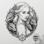 A neo-traditional portrait of daenerys targar… – tattoo sketch (№1751643642_0, 04.07.2025 15:40) — tattoovalue.net