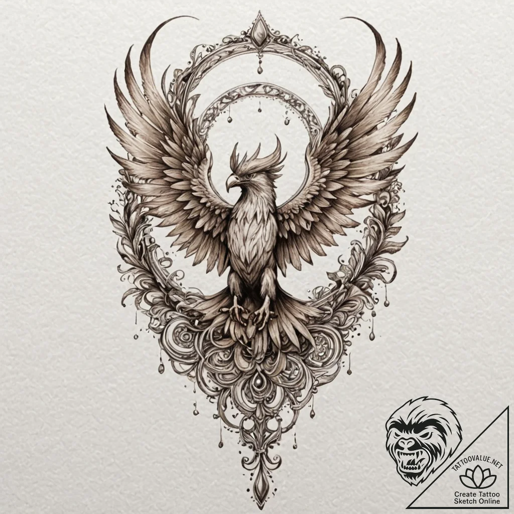 Harpy, concept art for tattoo, sepia tone ske... - tattoo sketch (№1751643720_0, 04.07.2025 15:42) — tattoovalue.net