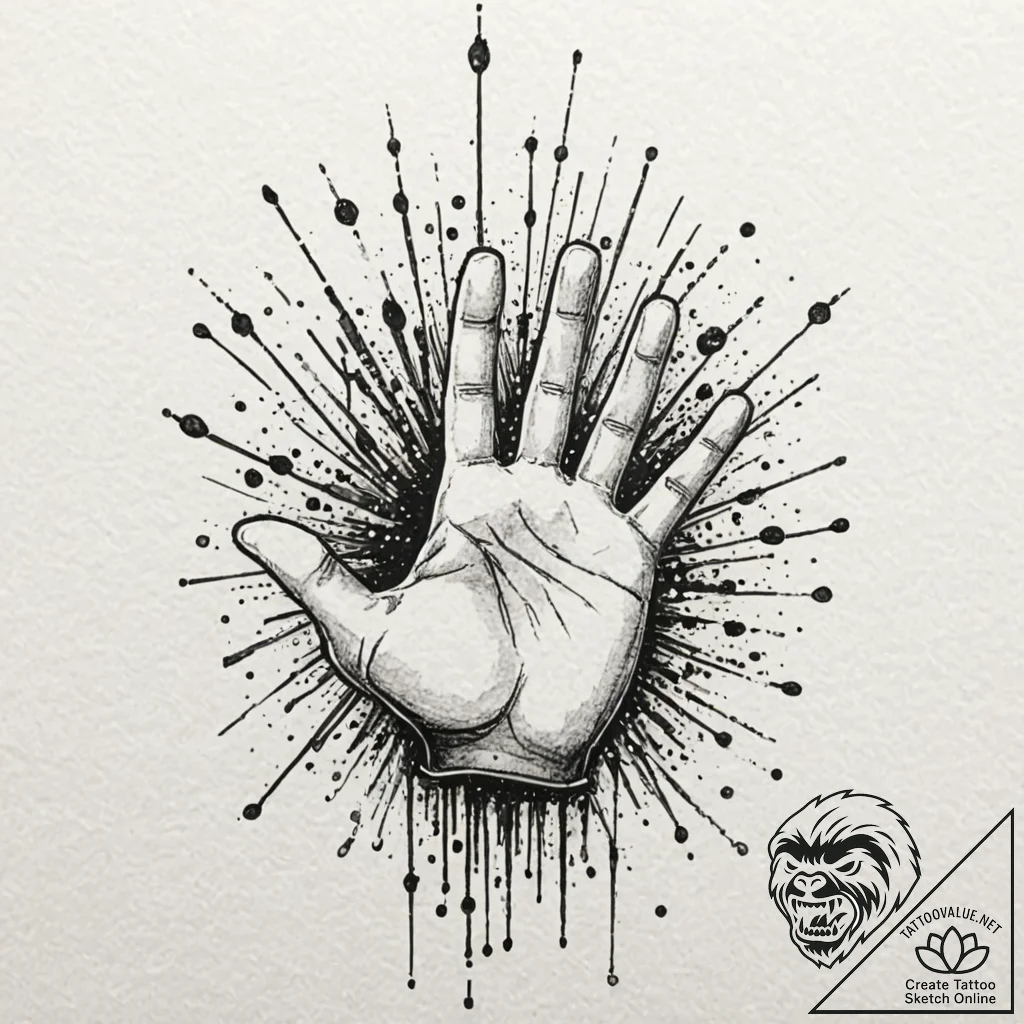 Trash polka sketch of neo stopping bullets, w... - tattoo sketch (№1751643802_0, 04.07.2025 15:43) — tattoovalue.net