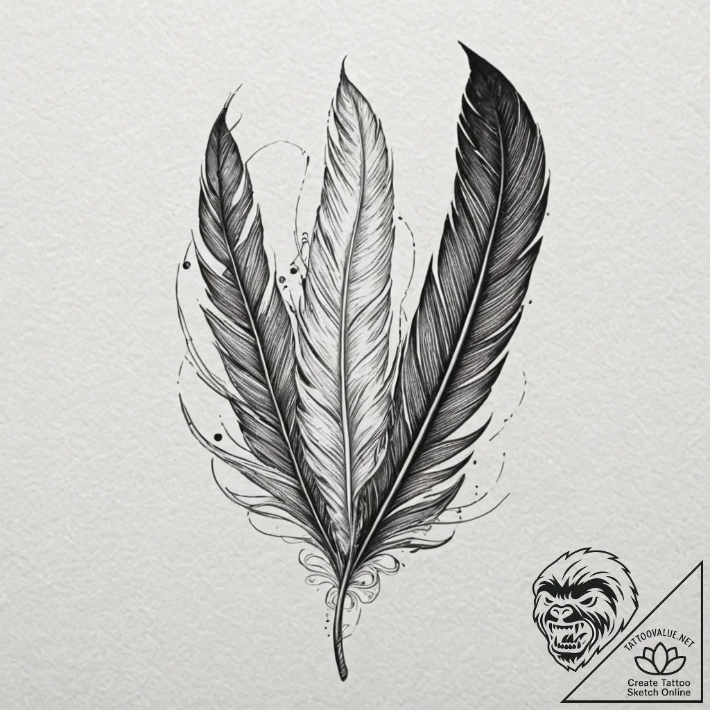 Feather, ink illustration for tattoo, moderat... - tattoo sketch (№1751643971_0, 04.07.2025 15:46) — tattoovalue.net