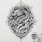 Coat of arms, tattoo line art, moderately det… – tattoo sketch (№1751644662_0, 04.07.2025 15:57) — tattoovalue.net