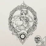 A graphic novel portrait of sailor moon, in h… – tattoo sketch (№1751644748_0, 04.07.2025 15:59) — tattoovalue.net