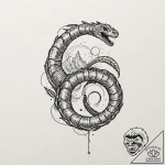 A trash polka composition of a sandworm, spic… – tattoo sketch (№1751644835_0, 04.07.2025 16:00) — tattoovalue.net