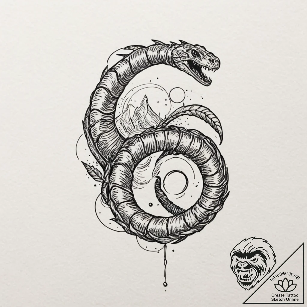 A trash polka composition of a sandworm, spic... - tattoo sketch (№1751644835_0, 04.07.2025 16:00) — tattoovalue.net