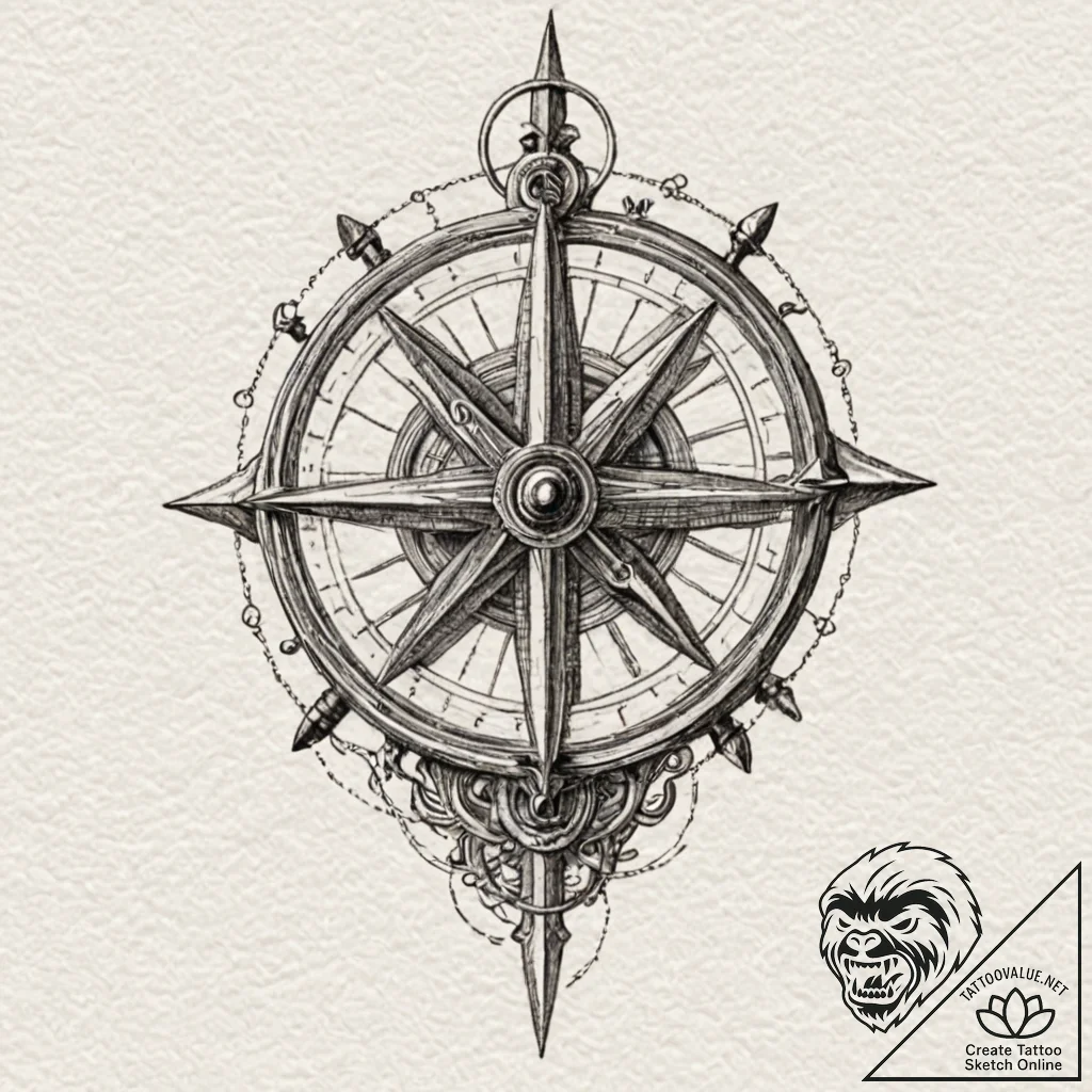 Sextant, tattoo drawing outline, sketch tatto... - tattoo sketch (№1751645596_0, 04.07.2025 16:13) — tattoovalue.net