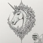 Linework tattoo design of the origami unicorn… – tattoo sketch (№1751645675_0, 04.07.2025 16:14) — tattoovalue.net