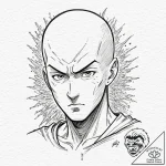 A graphic novel style portrait of saitama fro… – tattoo sketch (№1751646414_0, 04.07.2025 16:26) — tattoovalue.net