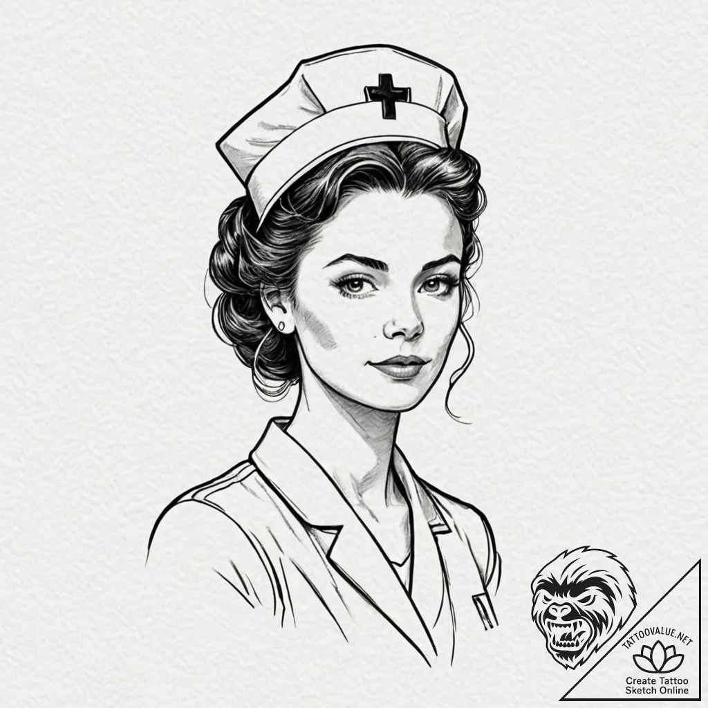 A sketch of nurse ratched from one flew over... - tattoo sketch (№1751646586_0, 04.07.2025 16:29) — tattoovalue.net