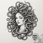 A dotwork design of a gorgon’s head (medusa),… – tattoo sketch (№1751646756_0, 04.07.2025 16:32) — tattoovalue.net
