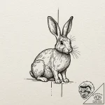 Rabbit, ink illustration for tattoo, minimali… – tattoo sketch (№1751646842_0, 04.07.2025 16:34) — tattoovalue.net