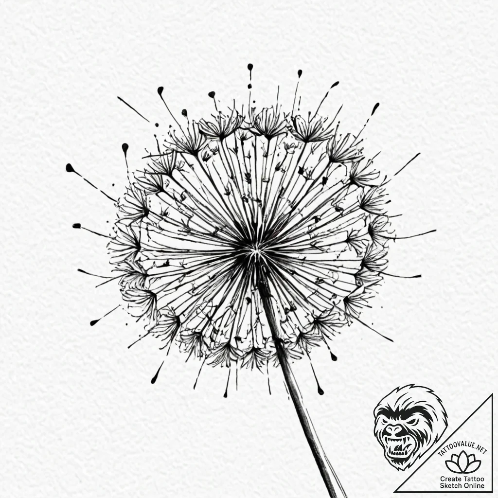 Dandelion seeds blowing in the wind (is there... - tattoo sketch (№1751647271_0, 04.07.2025 16:41) — tattoovalue.net