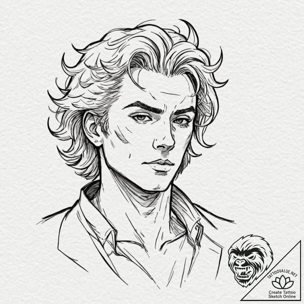 A sketch of dio brando from jojo's, "wryyyyy!... - tattoo sketch (№1751647442_0, 04.07.2025 16:44) — tattoovalue.net