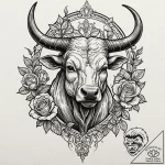 Minotaur, concept art for tattoo, muted color… – tattoo sketch (№1751647616_0, 04.07.2025 16:46) — tattoovalue.net