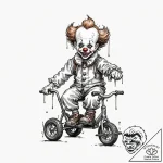 A neo-traditional tattoo of the creepy clown… – tattoo sketch (№1751647791_0, 04.07.2025 16:49) — tattoovalue.net