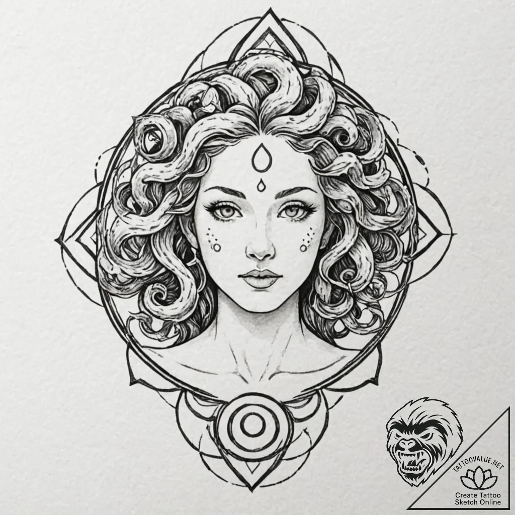 Medusa (full figure, not just the head), conc... - tattoo sketch (№1751648219_0, 04.07.2025 16:56) — tattoovalue.net