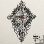 Celtic cross, tattoo line art, old school tra… – tattoo sketch (№1751648306_0, 04.07.2025 16:58) — tattoovalue.net