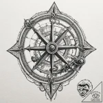 Sextant, tattoo line art, black and grey tatt… – tattoo sketch (№1751648392_0, 04.07.2025 16:59) — tattoovalue.net