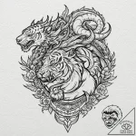 Tiger and dragon, tattoo drawing outline, aes… – tattoo sketch (№1751648563_0, 04.07.2025 17:02) — tattoovalue.net