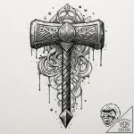 Thor’s hammer, tattoo flash sheet design, bol… – tattoo sketch (№1751648647_0, 04.07.2025 17:04) — tattoovalue.net