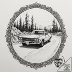 A graphic novel panel of the final car chase… – tattoo sketch (№1751648732_0, 04.07.2025 17:05) — tattoovalue.net