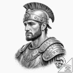 Roman legionary, ink illustration for tattoo,… – tattoo sketch (№1751649071_0, 04.07.2025 17:11) — tattoovalue.net