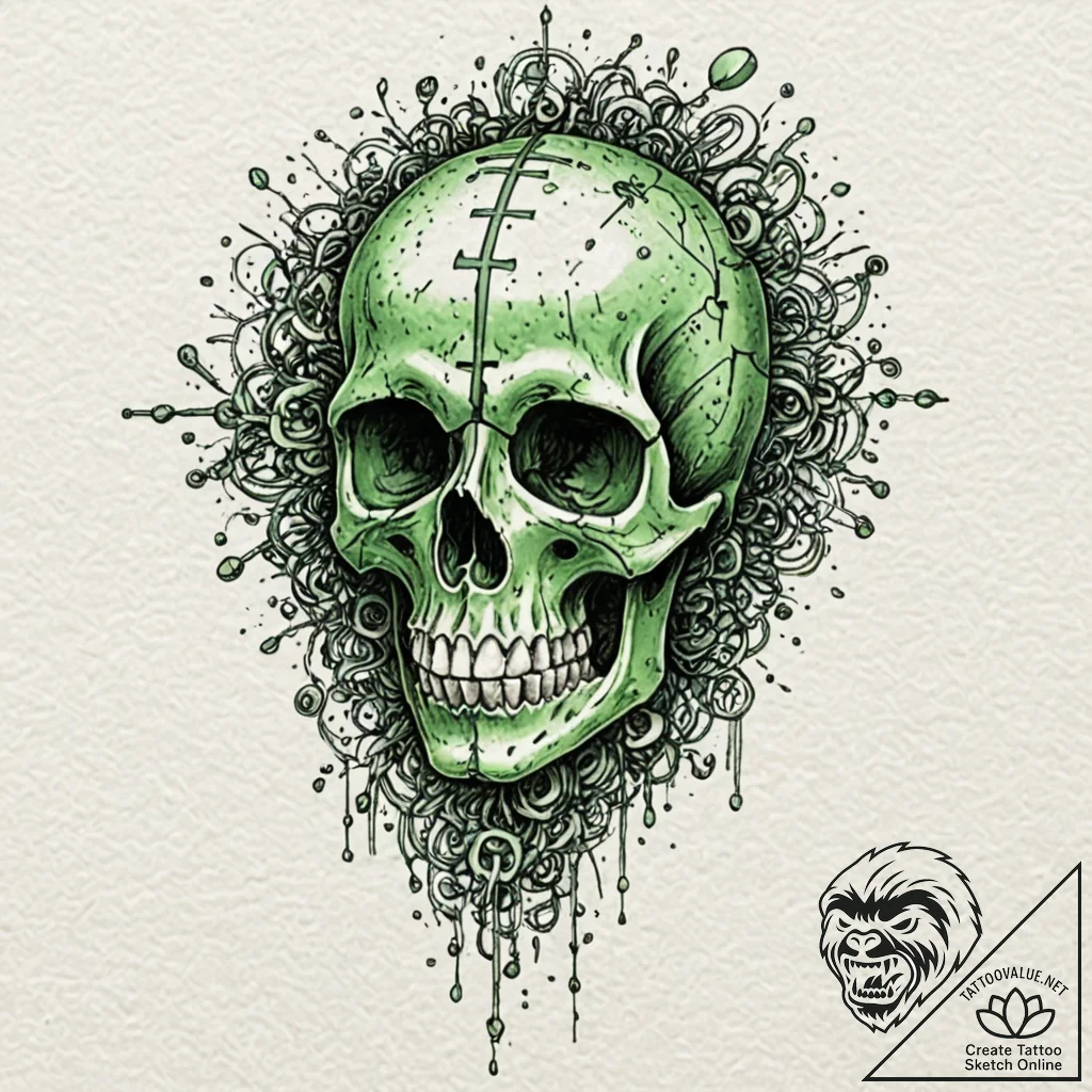 A tattoo design of the green cascading matrix... - tattoo sketch (№1751649241_0, 04.07.2025 17:14) — tattoovalue.net