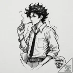 A graphic novel style tattoo of spike spiegel… – tattoo sketch (№1751649664_0, 04.07.2025 17:21) — tattoovalue.net
