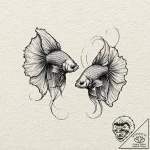 Two fighting fish (siamese fighting fish), ta… – tattoo sketch (№1751649913_0, 04.07.2025 17:25) — tattoovalue.net