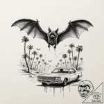 A watercolor sketch of the “bat country” scen… – tattoo sketch (№1751649994_0, 04.07.2025 17:26) — tattoovalue.net