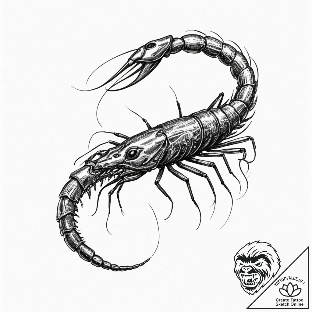 145. (district 9) a sketch of a prawn, lookin... - tattoo sketch (№1751650079_0, 04.07.2025 17:27) — tattoovalue.net