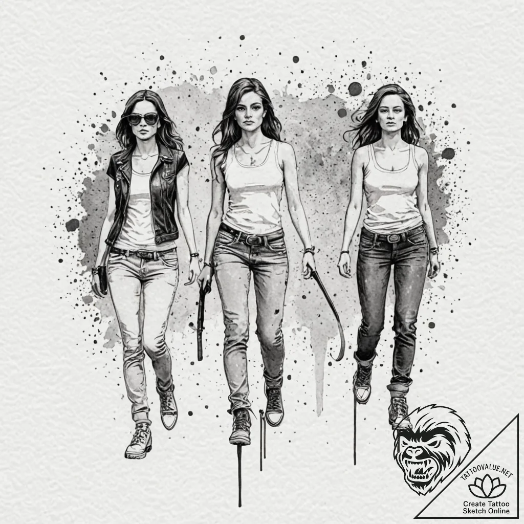 A sketch of the main female characters from d... - tattoo sketch (№1751650422_0, 04.07.2025 17:33) — tattoovalue.net