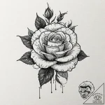 A wilting black rose losing its petals, tatto… – tattoo sketch (№1751650507_0, 04.07.2025 17:35) — tattoovalue.net