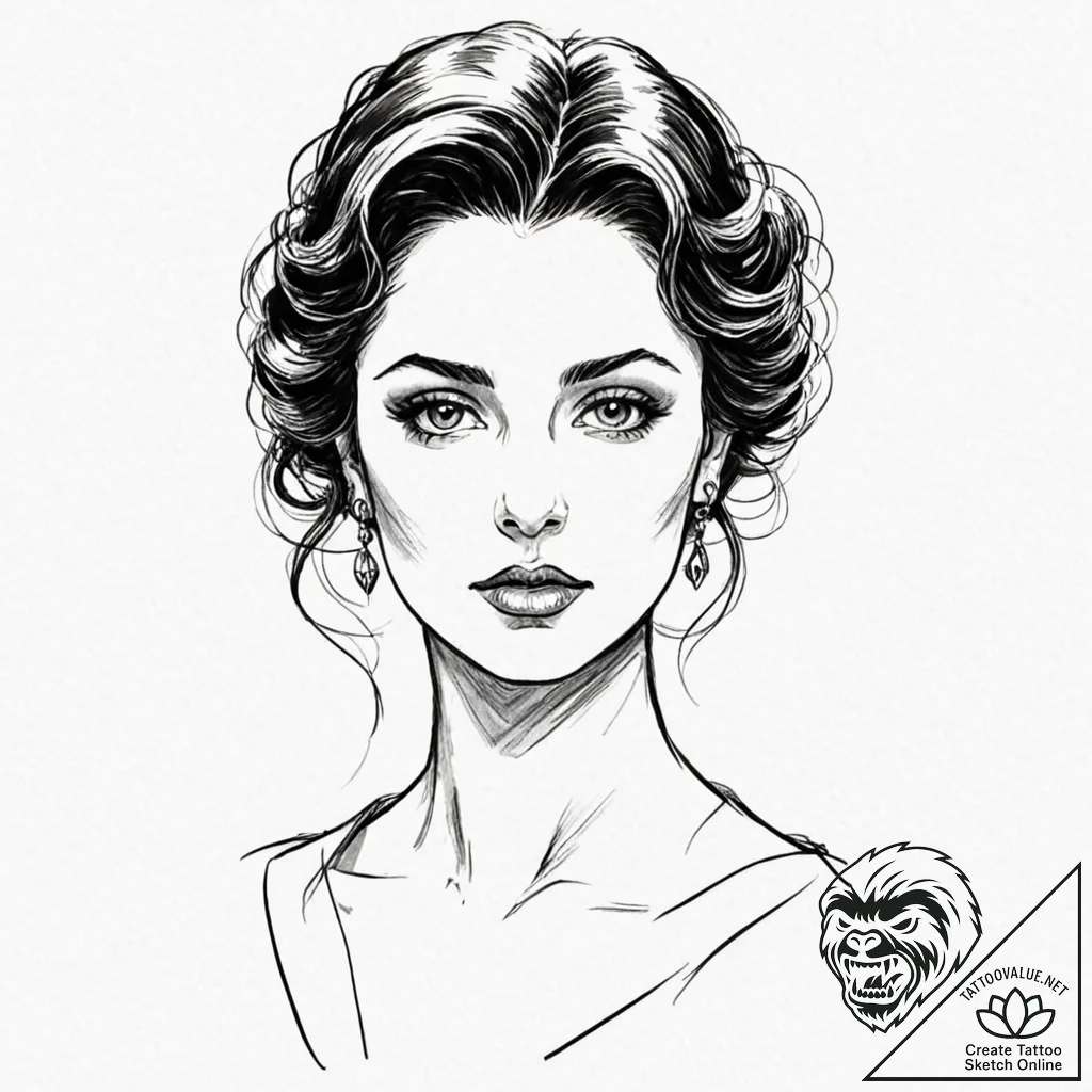 A sketch of apollonia vitelli-corleone, beaut... - tattoo sketch (№1751650592_0, 04.07.2025 17:36) — tattoovalue.net