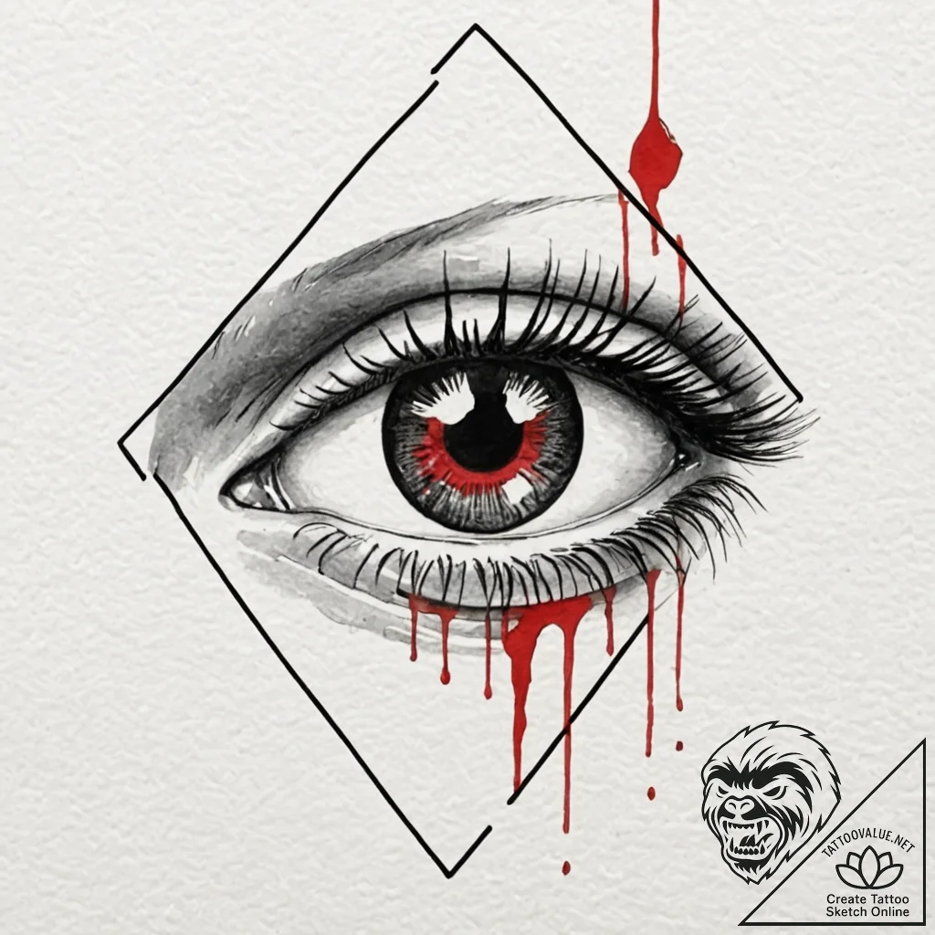 A watercolor tattoo of the bloody eye of elle... - tattoo sketch (№1751650761_0, 04.07.2025 17:39) — tattoovalue.net