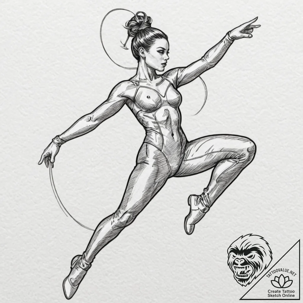 A sketch of trinity in her iconic latex suit,... - tattoo sketch (№1751650845_0, 04.07.2025 17:40) — tattoovalue.net