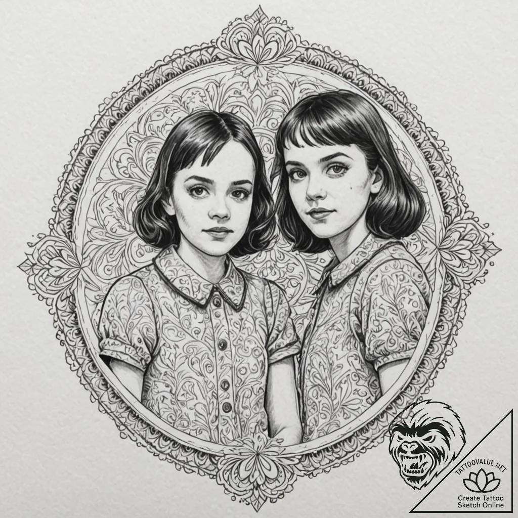 A sketch of the grady twins from the shining,... - tattoo sketch (№1751651014_0, 04.07.2025 17:43) — tattoovalue.net