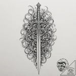 Sword, concept art for tattoo, stylized inter… – tattoo sketch (№1751651098_0, 04.07.2025 17:44) — tattoovalue.net