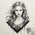 A graphic novel style portrait of a beautiful… – tattoo sketch (№1751651266_0, 04.07.2025 17:47) — tattoovalue.net